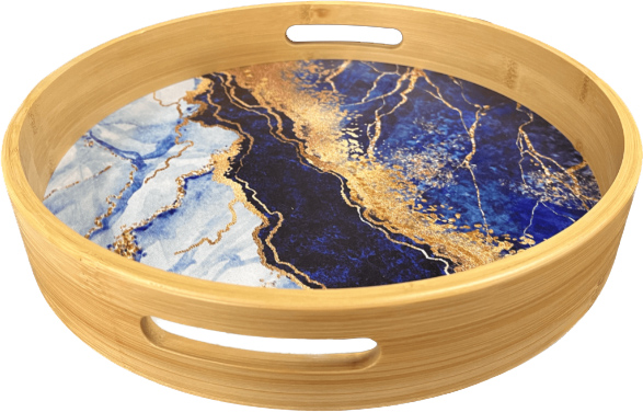 Таця EUROGOLD бамбукова декорована кругла Ø30 (7108200005)